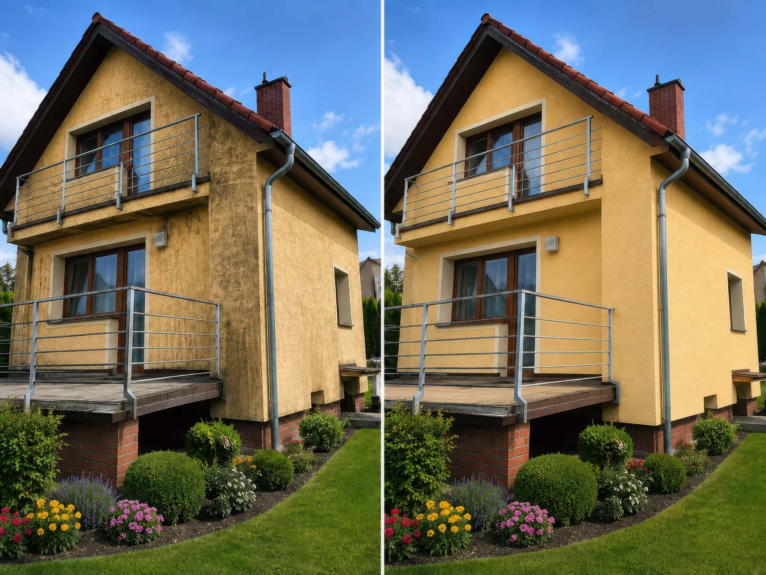 Čištění fasády domu